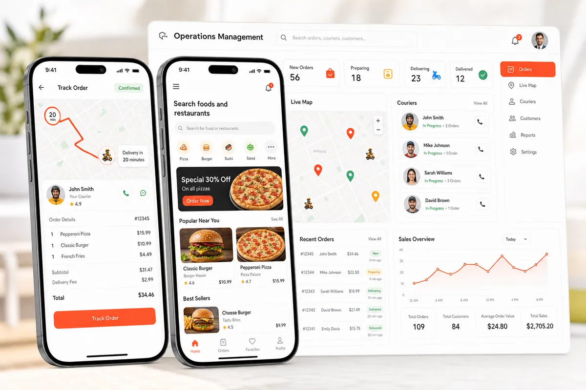 Food delivery operations dashboard mockup
