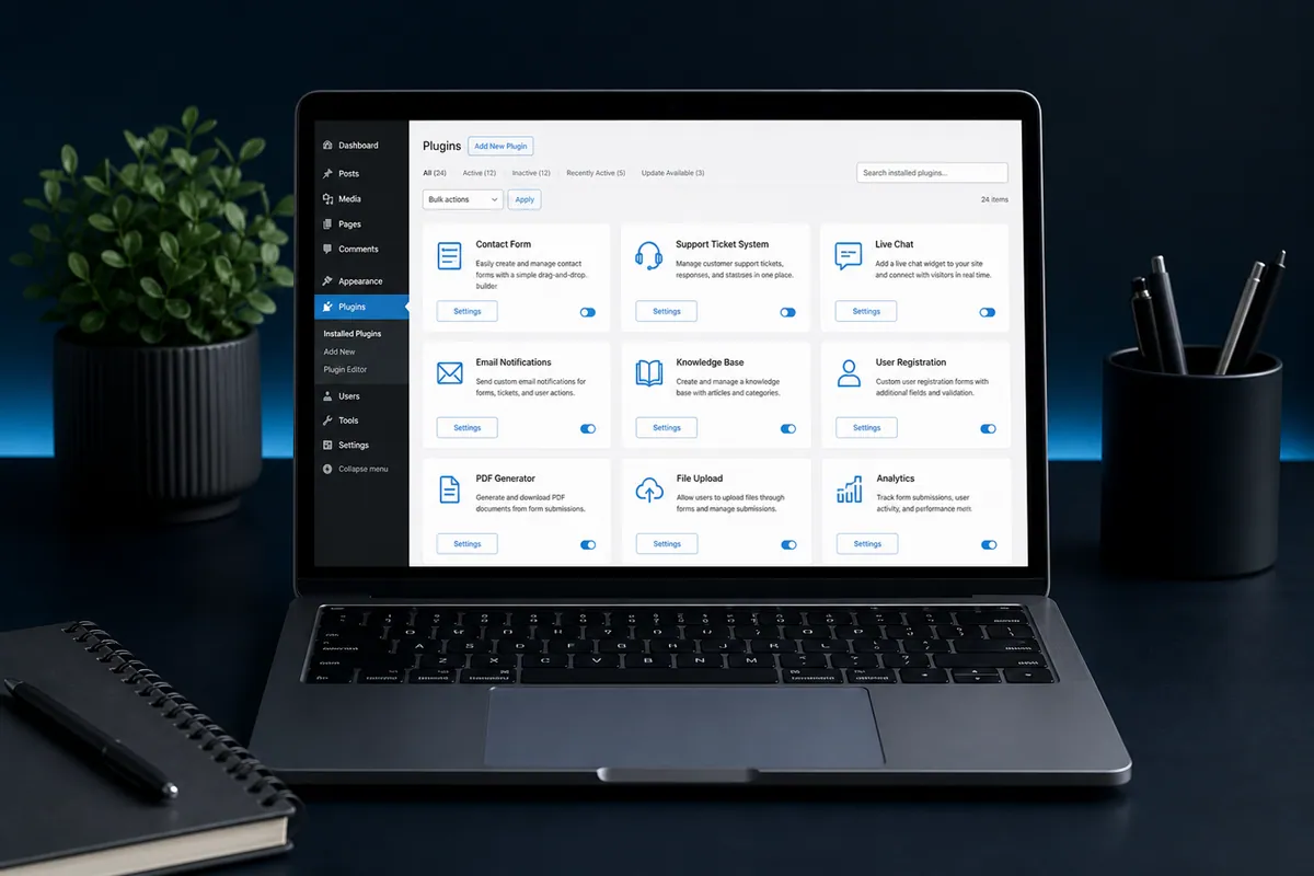 Plugin WordPress Hamranik per form, supporto, publishing e notifiche