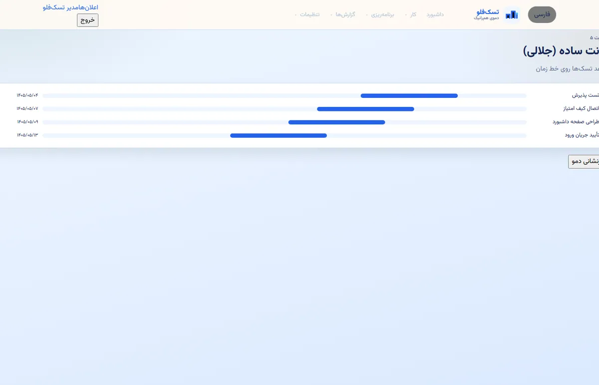 TaskFlow project delivery workspace screen 4